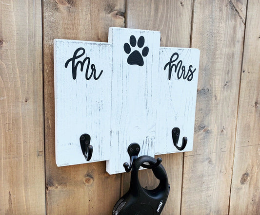 Mr and Mrs Wedding Gift | His Hers Dog Key Hooks | Rustic Engagement Gift For a Couple | Housewarming Gift For Newlywed Dog Lovers