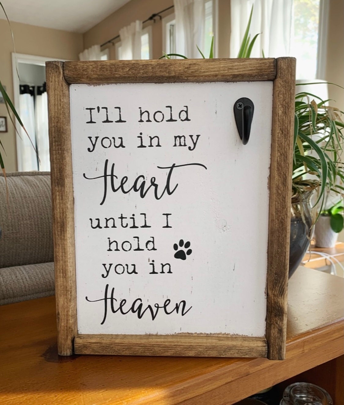 Dog Sympathy Gift | Pet Memorial Gift | Cat Remembrance Sign With Collar Hook & Photo Clip | Pet Loss Condolence Sign | In Loving Memory