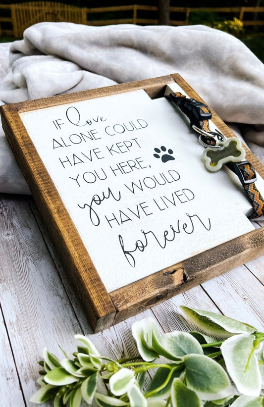 Pet Memorial Dog Collar Holder | Dog Loss Memorial Frame | If Love Alone Could Save | Rainbow Bridge Sympathy Gift | In Loving Memory