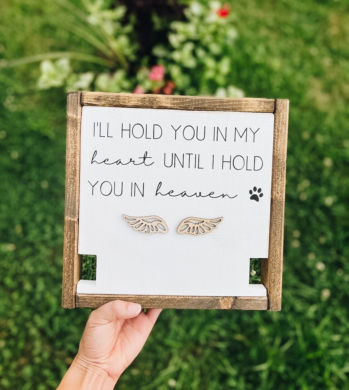 Custom Pet Memorial Frame | Dog Lover Sympathy Sign | Dog Mom |  I'll Hold You In My Heart Until I Hold You In Heaven | Pet Loss Gift Idea
