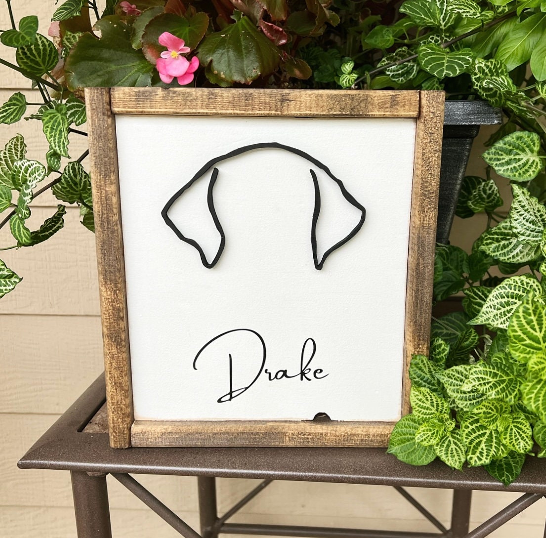 Custom Dog Ear Outline Sign | Unique Pet Lover Gift | Pet Ear Silhouette |  Personalized Dog Mom Pet Art |  Dog Decor Accessories
