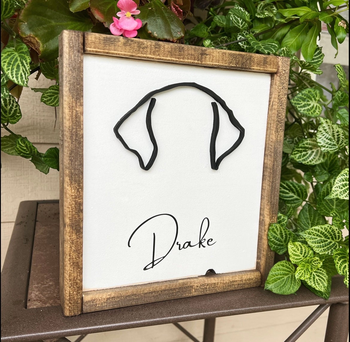 Custom Dog Ear Outline Sign | Unique Pet Lover Gift | Pet Ear Silhouette |  Personalized Dog Mom Pet Art |  Dog Decor Accessories