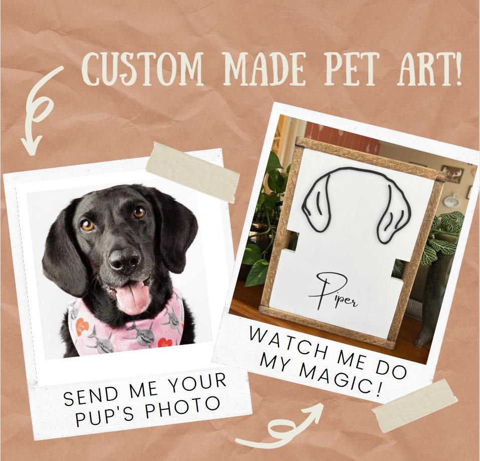 Custom Dog Ear Memorial Sign,  Unique Pet Gift, Dog Ear Outline Sign, Dog Ear Silhouette,  Personalized Dog Mom Pet Art,  Modern Line Art