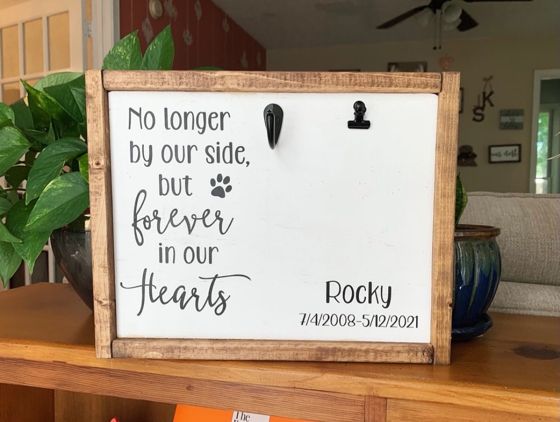 Pet Memorial Gift | Dog Loss Sympathy Frame | Custom Cat Remembrance Sign |  No Longer By Our Side Forever In Our Hearts | Pet Keepsake