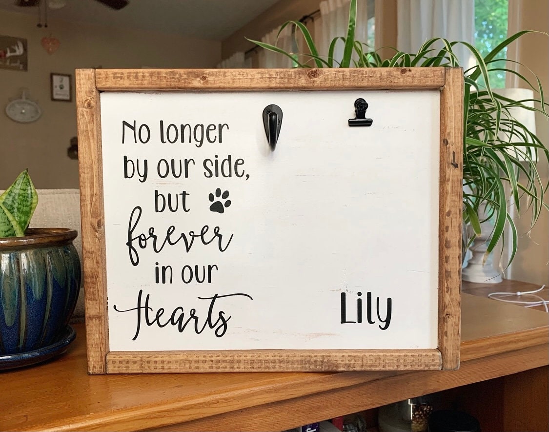 Pet Memorial Gift | Dog Loss Sympathy Frame | Custom Cat Remembrance Sign |  No Longer By Our Side Forever In Our Hearts | Pet Keepsake