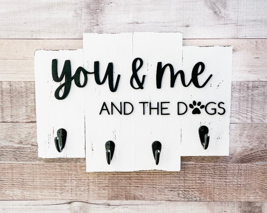 You and me and the dog, Unique Dog Leash Holder, Functional Entryway Key and Leash Hanger